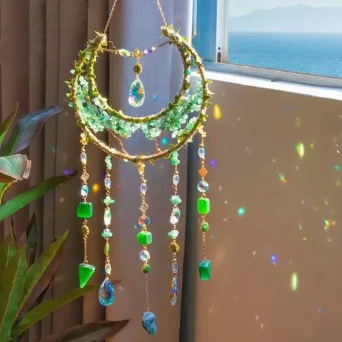 green aventurine crystal suncatcher forest moon